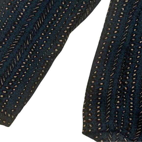 Tie Neck Long Sleeve Teal Blue Spot Print Blouse Top XS Polka Dot Office Work - Picture 6 of 11